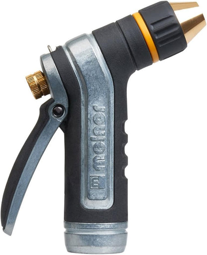 Melnor 65020-AMZ Metal Multi-Pattern Hose Nozzle with Rear Trigger Grip, 7 Spray Patterns, Heavy-Duty Metal Construction, Quick Connect Adapter, Black, Orange