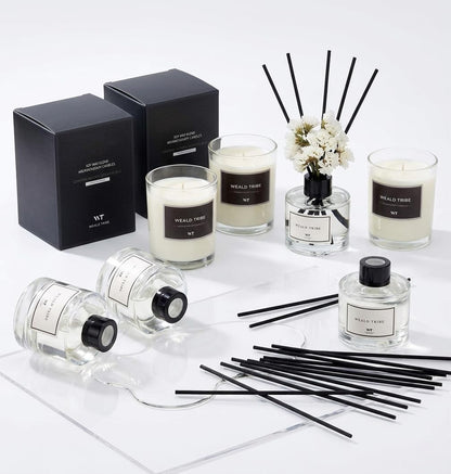 WEALD TRIBE Real Flower Reed Diffuser Set of 3 for Bathroom Air Fresheners, Oil Defusers | Fresh Linen/Ocean/Eucalyptus & Mint Scent(1.7 fl oz Each Pack) Home Fragrance with 12 Stick | Shelf Decor