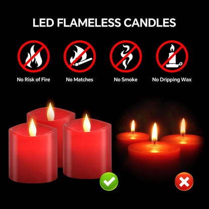 3x4 Flickering Flameless Candles Set of 3,Real Wax Pillar LED Candles,with Timer,4 inch Flameless Candles with Remote,for Party Wedding Holiday Home Decor,Ivory