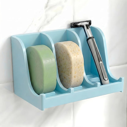 Soap Holder for Shower Wall, 3-Compartment Soap Dish for Shampoo, Conditioner and Body Soap, Fast Draining & Rust-Proof & Heavy Duty, Ultra-Strong Adhesive for Long-Term Bathroom Use & Freestanding