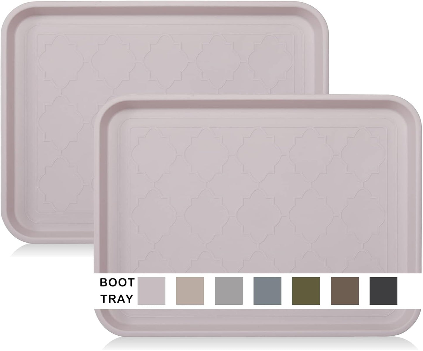 WATANIYA PET Boot Tray for Entryway Indoor, Heavy Duty Shoe Mat Tray 2 Packs, 16.7"x12.8" Waterproof Shoes Trays with Raised Edge, Outdoor Multi-Purpose Mats for Boots, Garden, Pets