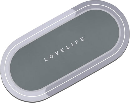 Rubber Bath mats Quick-Drying Non-Slip Bathroom mat Super Absorbent Bath mat Instant Dry Bath mat, Bathroom Rug in Front of The Kitchen Sink, Shower Room, Bathtub, Oval(Grey+16.9x26.7in)