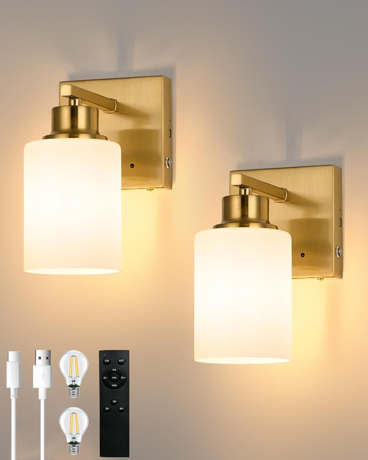 Battery Operated Wall Sconce Set of 2, Black Rechargeable Wall Lights with Timer Function, Easy Install Dimmable Wireless Wall Lamps Sconces Wall Decor for Living Room Bedroom Hallway, Emergency 3000K
