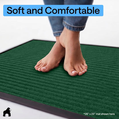 GORILLA GRIP Waterproof Traffic Guard Door Mat, Heavy Duty Entryway Mats, Strong Backing Commercial Utility Rugs for Office Hallway, Garage Floor and Home, Low Profile Carpet Runner, 29x17, Black