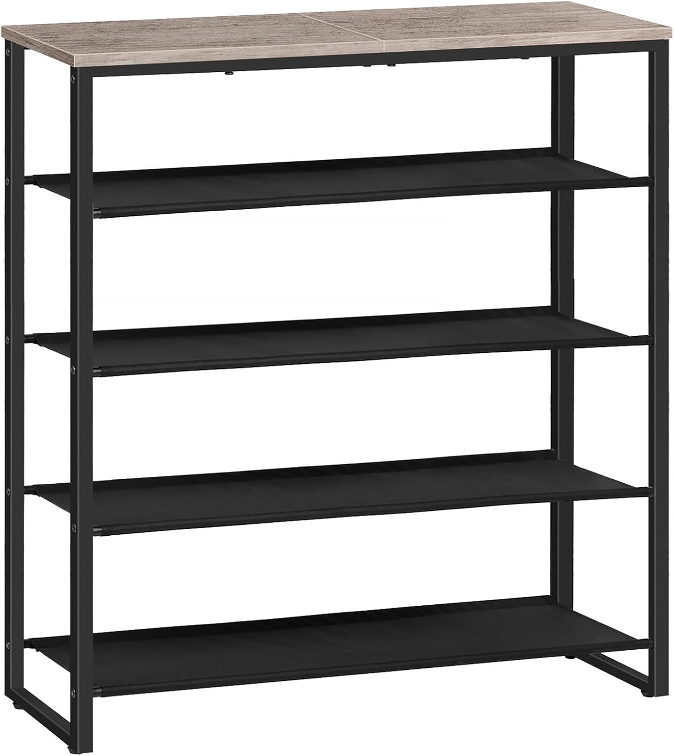 HOOBRO Shoe Rack, 4 Tier Shoe Storage Organizer with 3 Oxford Fabric Shelves and Top Panel, Holds 12-16 Pairs of Shoes for Entryway and Closet, Industrial, Rustic Brown BF47XJ01G1