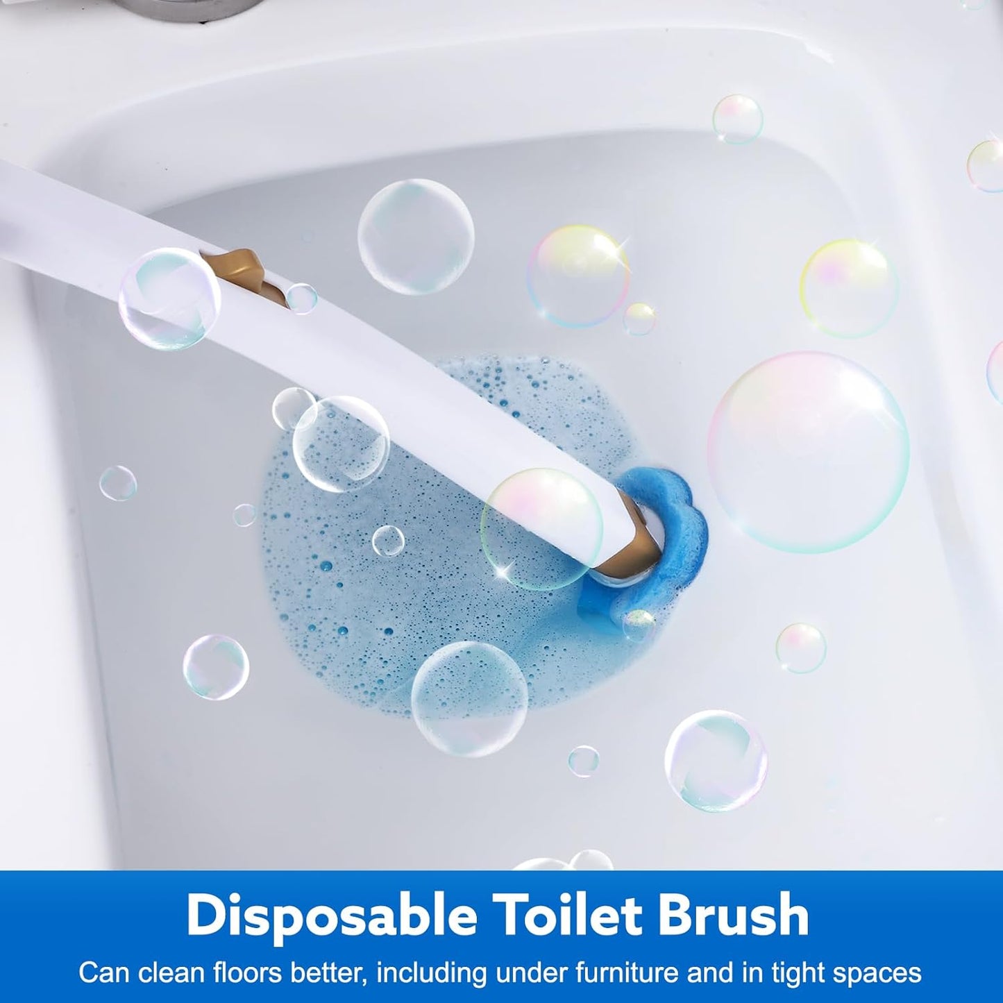 wlich Disposable Toilet Brush with 48 Refills, Bowl Toilet Brush with Wall Mounted Holder, Toilet Bowl Brush Set with Wand and Storage Box for Bathroom Cleaning