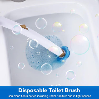wlich Disposable Toilet Brush with 48 Refills, Bowl Toilet Brush with Wall Mounted Holder, Toilet Bowl Brush Set with Wand and Storage Box for Bathroom Cleaning