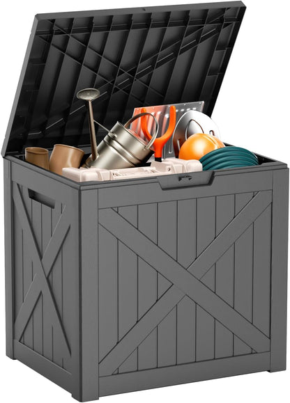 DRATO 180 Gallon Outdoor Storage Box, Large Waterproof Deck Box, Lockable Resin Storage Container with Reinforced Support for Patio Cushions, Garden Tools, UV-Resistant Outdoor Chest（Black，180 Gallon）