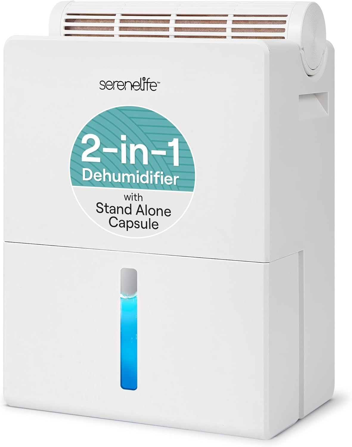 SereneLife Dehumidifier, Quiet 2-in-1 Thermoelectric & Desiccant Dehumidifiers for Home, 85 oz Tank Drying Base w/Small Room Attachment, Smart Humidity Control for Basement, Bathroom, Bedroom, Closet