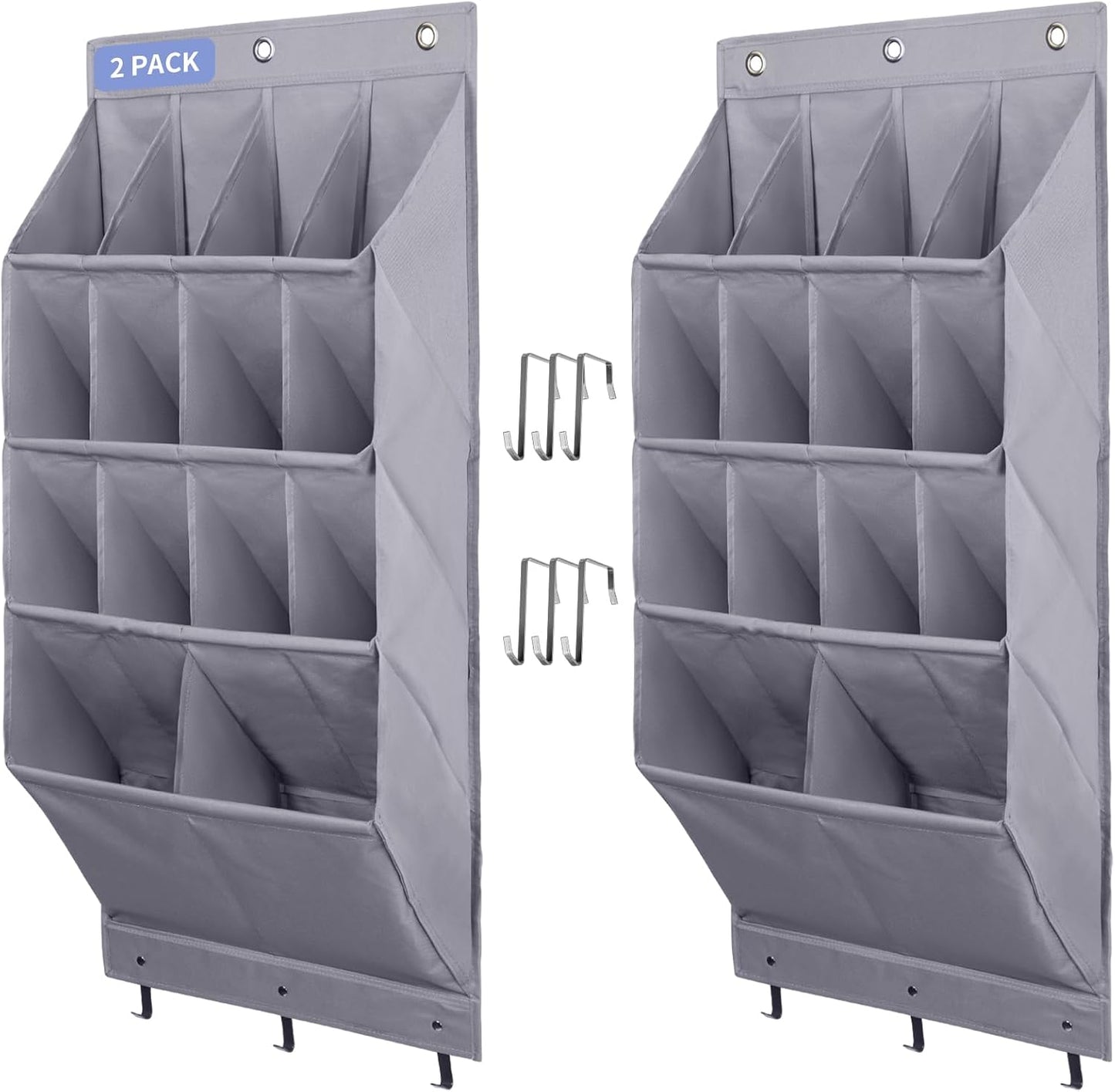 FENTEC 1 Pack Over-the-Door-Shoe-Organizers,Hanging Organizers with Large Pocket Shoe Holder Hanging Shoe Rack for Closet Shoe Organizer for Wall, Over Door Organizer with 15 Pockets Gray