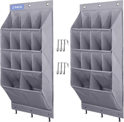 FENTEC 1 Pack Over-the-Door-Shoe-Organizers,Hanging Organizers with Large Pocket Shoe Holder Hanging Shoe Rack for Closet Shoe Organizer for Wall, Over Door Organizer with 15 Pockets Gray