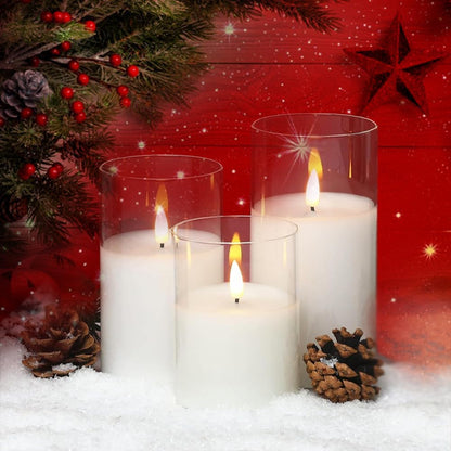 Battery Operated Flameless Candles with Remote Timer Real Wax Realistic Bright Flicker Flickering Electric Electronic LED Pillar Lights Home Wedding Party Decorations Set of 3 Rustic Texture Gray Grey