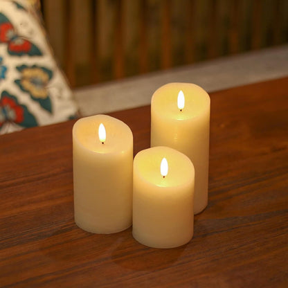 ANGELLOONG Flickering Flameless Candles, Realistic Battery Operated Candles with Remote and Timer, Set of 3 LED Candles for Room Fall Home Wedding Decor Centerpieces Table Party Valentines Decorations