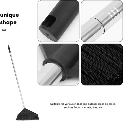 TEHAUX Long Handle Hard Bristle Broom Heavy Duty Sweeping Brush for Outdoor Patio Garden and Indoor Floor Cleaning with Stable Design for Home and Warehouse Use