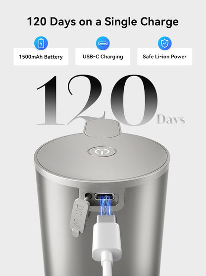 SUNLY Automatic Foaming Soap Dispenser Touchless, 0.2s Fast Sensor, USB-C Rechargeable, Smudge-Resistant Stainless Steel, Hand Soap Dispenser for Bathroom, Kitchen, Hotel, Silver