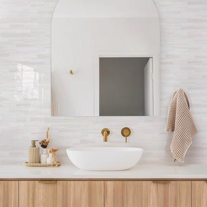 STICKGOO 10-Sheet Subway Tile Peel and Stick Backsplash, Seamless Design Polished Eurasia Beige Kitchen Backsplash Wall Tiles, Glossy Surface Waterproof Stick on Tile for Bathroom, RV, Fireplace