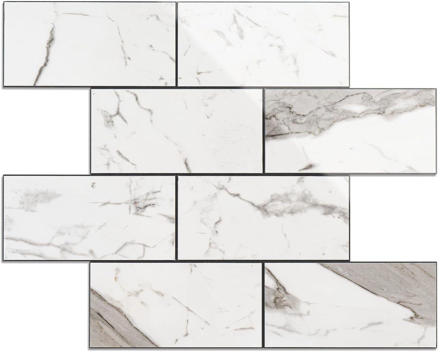 Havenly Peel and Stick Backsplash Tile for Kitchen & Bathroom Walls (White, 10 Tiles - 9.7 sq. ft. (0.9 m²))