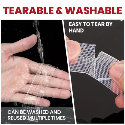 5M Nano Double Sided Tape, Heavy Duty Transparent PET Adhesive, Reusable No Residue Mounting Tape, Strong Grip Adhesive for Home, Office & Car Use (Transparent Tape)