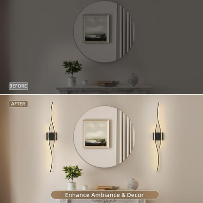 Battery Operated Wall Sconce Set of 2, Dimmable Modern LED Wireless Wall Light with Remote Control, Sconce Wall Decor for Living Room, Hallway, Quick Install, No Electrician Required