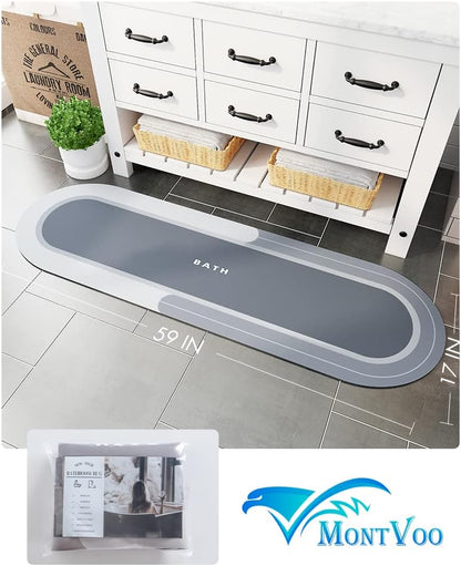 MontVoo Bath Mat - Non Slip, Quick Dry, Stain Resistant Bath Mat Rug for Bathroom Floor - Easy Care Shower Rug for Outside Bathtub - 17"x27" Grey