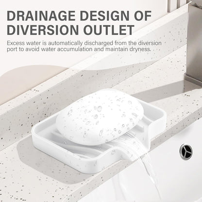 Silicone Soap Dish with Drain, SAISN Kitchen Soap Tray for Shower 2 Pack Self Draining Soap Dish Soft Bathroom Soap Holder for Kitchen Sink Flexible Portable Soap Saver, White