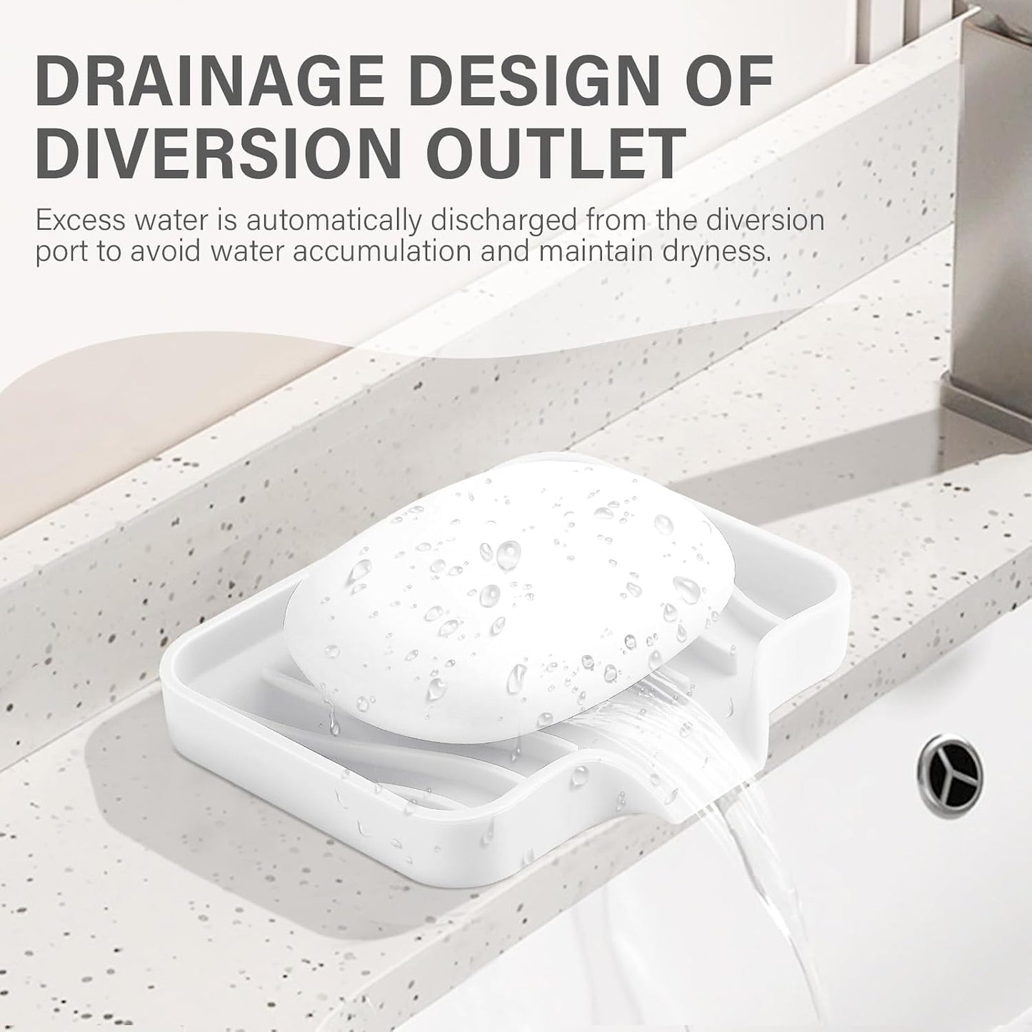 2PCS Self Draining Soap Holder,Spofit Silicone Soap Dish, Suitable for for Kitchen, Bathroom, Shower, Bath Tub,Soap Container (White)