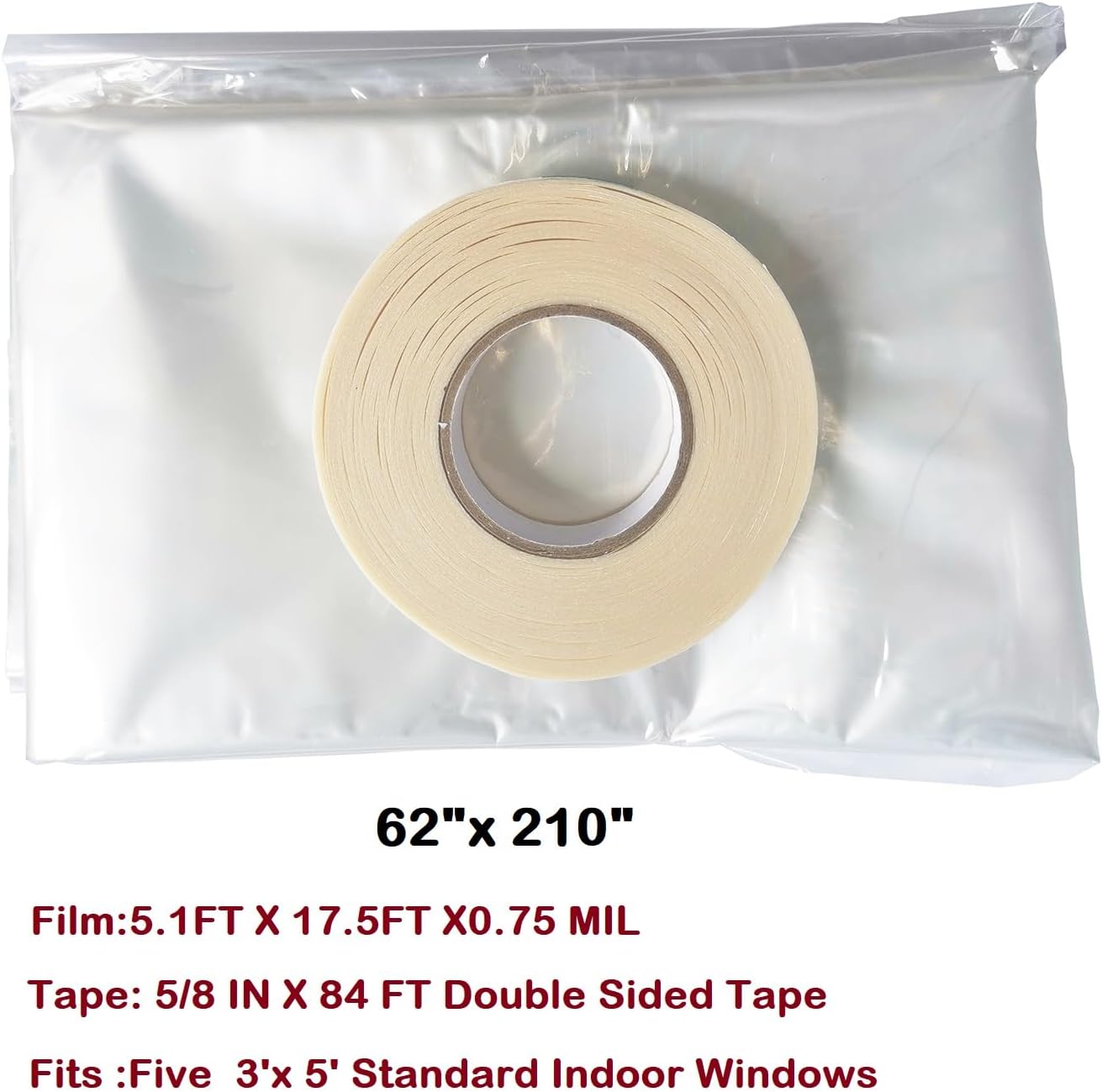 Insulating Film Window Kit to Keep Cold Out Window Shrink Film Insulator Kit (5 Windows)