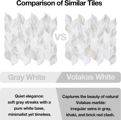 Tilingview 10 Pcs Vinyl Leaf Peel and Stick Tile for Kitchen Backsplash, Premium Self-Adhesive Tiles Plastic Wall Stickers Art Mosaics (Blue Gray)