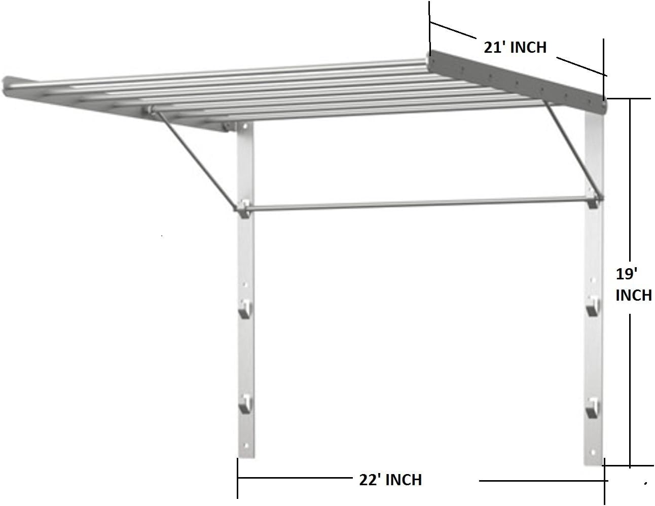 Wall Mounted Clothes Drying Rack - Stainless Steel Collapsible Laundry Rack - Space Saving Folding Accordion Dryer for Indoor & Outdoor Use (32Wx21Dx19H)