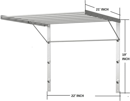 Wall Mounted Clothes Drying Rack - Stainless Steel Collapsible Laundry Rack - Space Saving Folding Accordion Dryer for Indoor & Outdoor Use (32Wx21Dx19H)