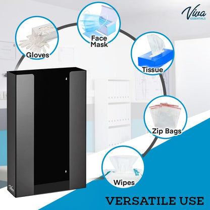 AdirMed VivaEssentials Double Glove Box Holder, Wall Mount or Free Standing Black Acrylic Glove Holder