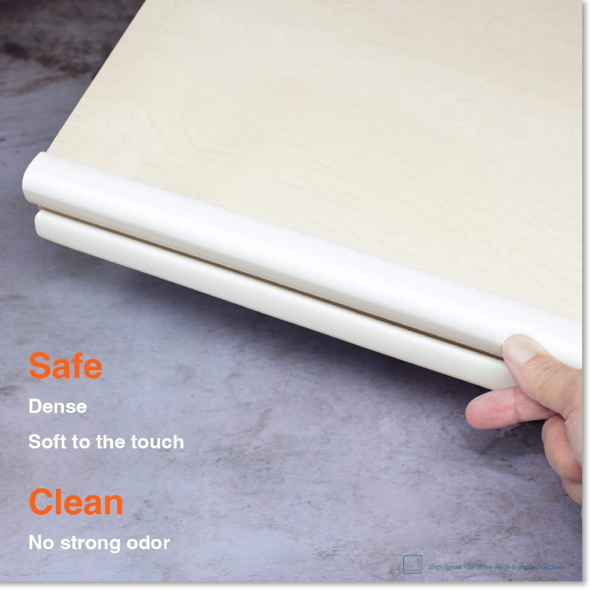 Roving Cove HeftyFit Edge Protector for Baby Proofing (6ft Large Edge Only), Heavy-Duty Soft Furniture Edge Bumper Guards, Desk Edge Cushion, Wall Corner Covers, 3M Adhesive, Oyster White (Off White)