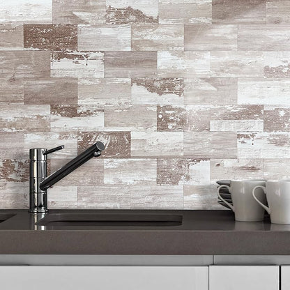AULIGET 100 Piece Rust Slate Peel and Stick Backsplash Wall Tiles, 3" x 6" PVC Faux Stone Stick on Tiles for Backsplash Kitchen, Bathroom, Laundry Room, Camper, Fireplace