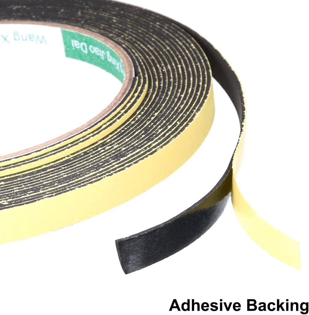uxcell Sealing Foam Tape 5mm Wide 3mm Thick 4m/13ft Long, Self Adhesive Weather Strip for Window Door Insulation, Pack of 2
