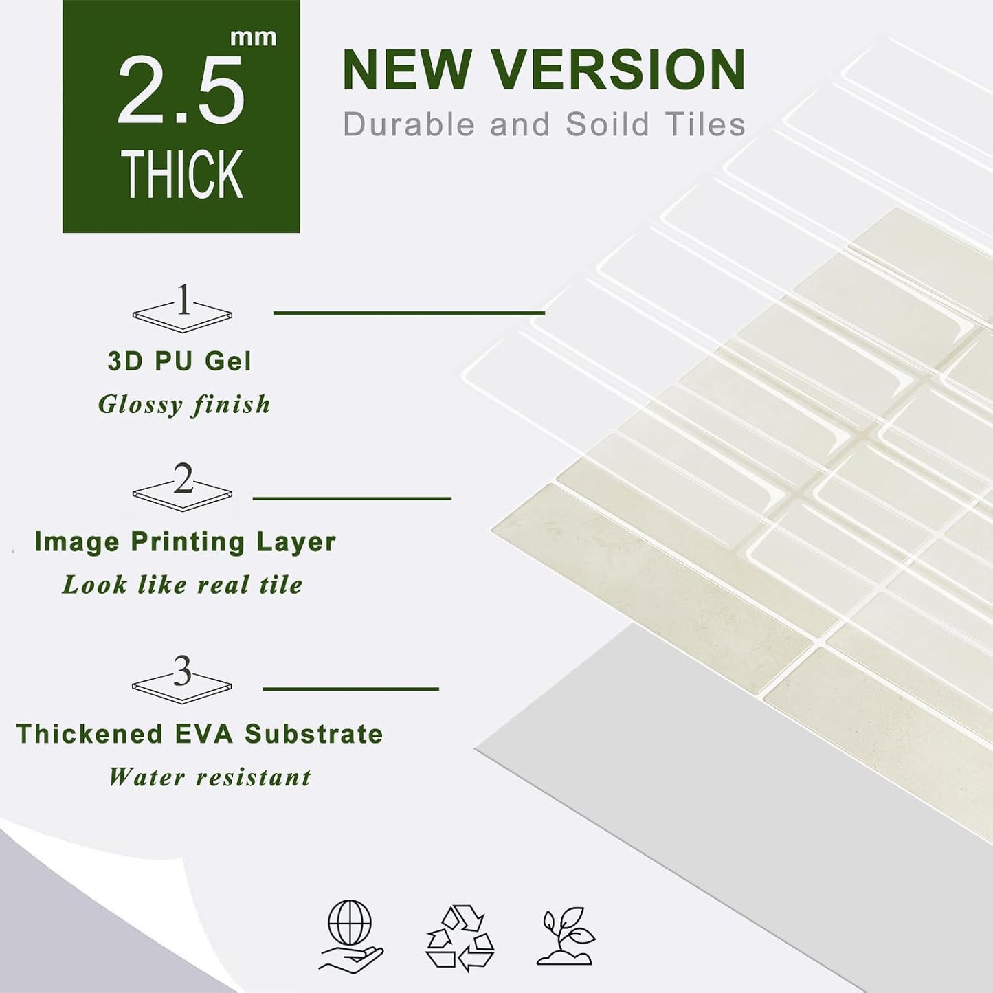 STICKGOO 10-Sheet Peel and Stick Backsplash Tile, Self Adhesive Vinyl Wall Tiles, Stick on Backsplash for Kitchen and Bathroom(Thicker Design)