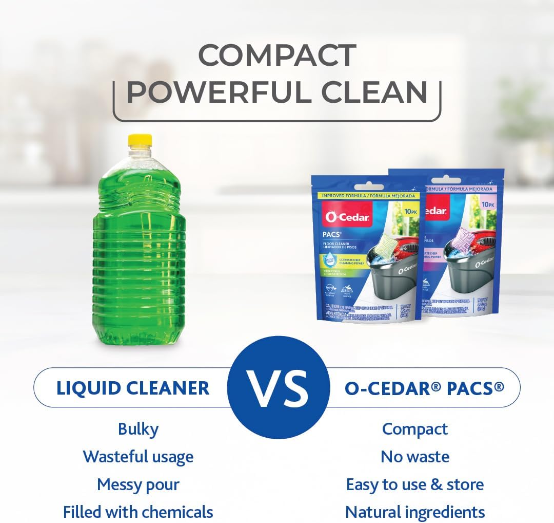 O-Cedar EasyWring Microfiber Spin Mop & Bucket Floor Cleaning System + 2 Extra Mop Head Replacements with Citrus Pac (Variety Pack)