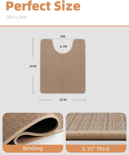 PADOOR Non-Slip Bath Mat With Rubber-Backing, Braided Absorbent Machine Washable Thin Rug for Bathroom Floor, Quick Dry, Fits Under Door, 17''x24'' Beige