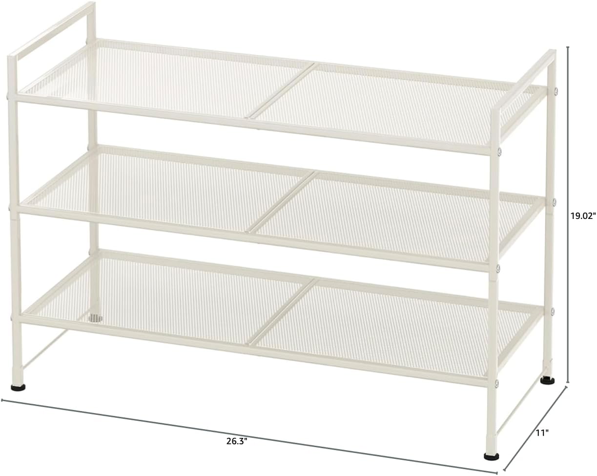 Simple Houseware 3-Tier Stackable Shoes Rack Storage Shelf, Black