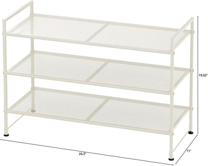 Simple Houseware 3-Tier Stackable Shoes Rack Storage Shelf, Black