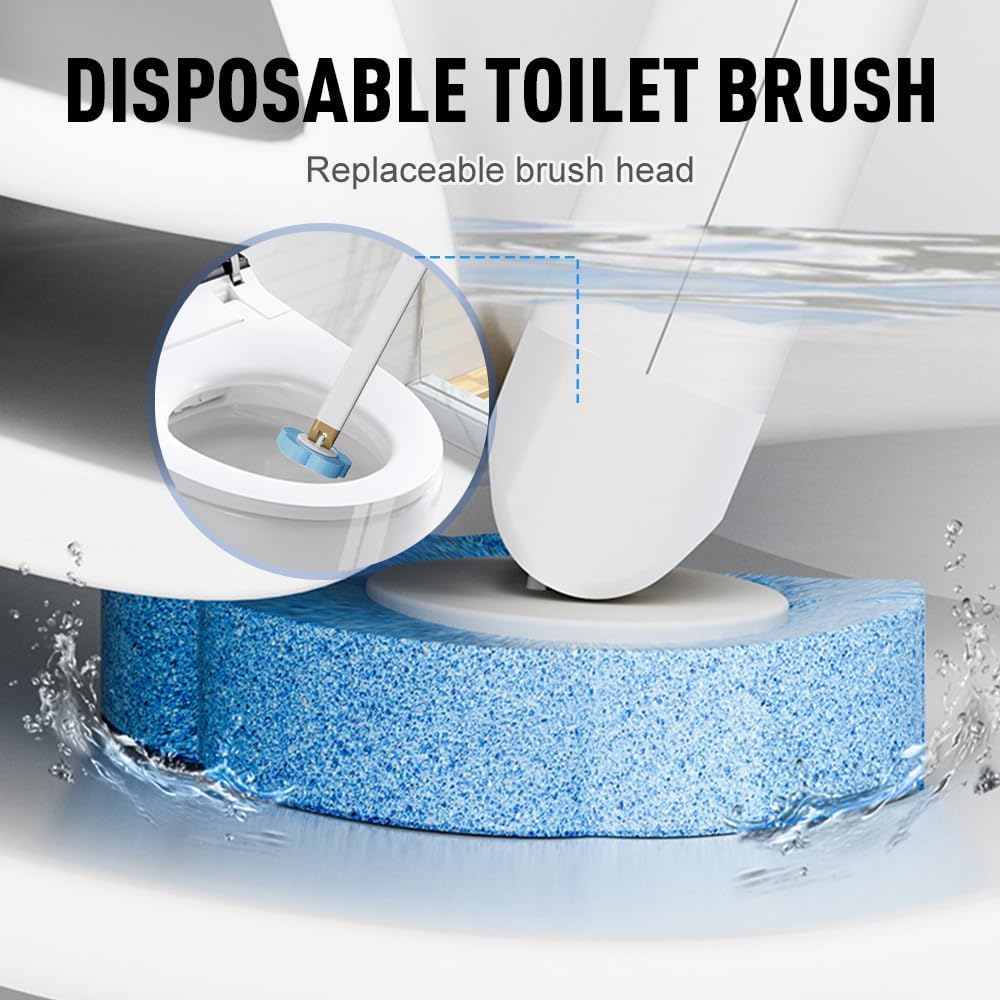 Disposable Toilet Brush, 2026 New Toilet Brush Holder, Compact Wall Mounted Toilet Brush for Modern Bathrooms, Hygienic Toilet Cleaner for Families (Gray+18PCS Brush Heads)