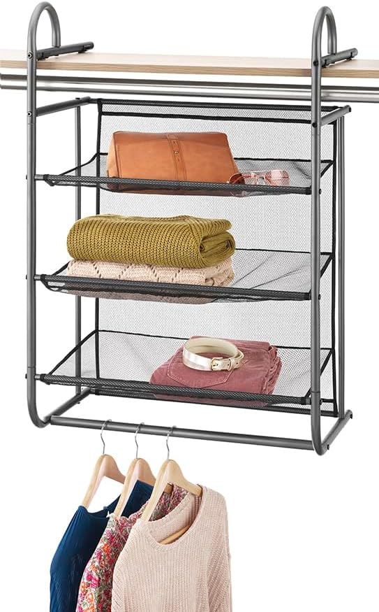 Whitmor 5 Section Closet Organizer - Hanging Shelves with Sturdy Metal Frame, White