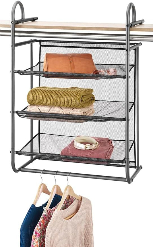 Whitmor 5 Section Closet Organizer - Hanging Shelves with Sturdy Metal Frame, White