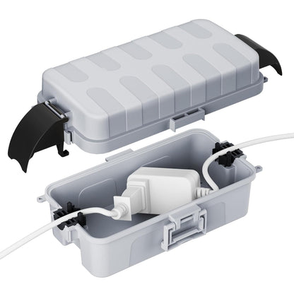 FLEMOON IP55 Outdoor Electrical Box Waterproof with Detachable Awning Covers, 7.1 * 3.9 * 2.4 inch Weatherproof Extension Cord Cover, Easy Installation for Outdoor Plug, Outlet, String Lights, Black
