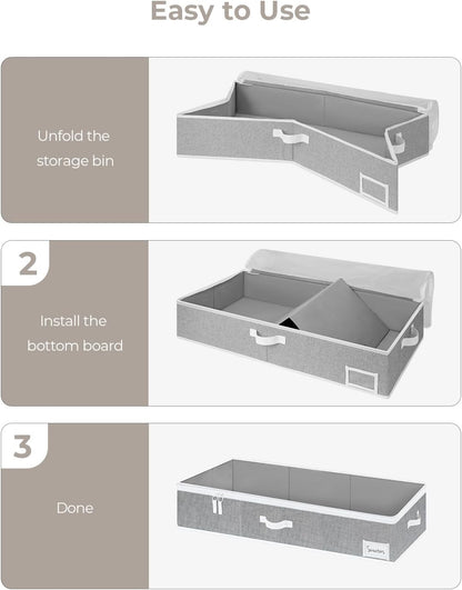 StorageWorks Large Under Bed Storage Containers with Handles and Label Holder, 2 Pack Ultra-thick Fabric Underbed Bins, Closet Organizer for Clothes, Blankets, Sweater
