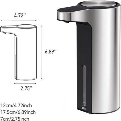 EKO Aroma 9 fl oz Automatic Liquid Soap Dispenser, Rechargeable & Water-Resistant Soap Dispenser for Kitchen and Bathroom with Adjustable Volume Control (Matte Black Steel)