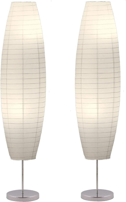LIGHTACCENTS 50” Rice Paper Standing Lamp – Modern Japanese Floor Lamp with Chrome Base, White Shade, Foot Pedal Switch – Floor Lamps for Living Room, Bedroom, or Meditation Space
