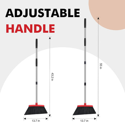 Heavy Duty Broom, 55 Inch Long Handle Outdoor Large Angle Brooms, Commercial Broom for Sweeping Indoor, for Home Garage Kitchen Office Courtyard Lobby Patio Lawn Concrete，Black