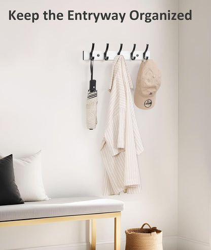 Optish Coat Rack Wall Mount, 16.5 Inches Wood Coat Hooks, Wall Hooks for Hanging, Hat Rack Bag Hanger Key Holder for Wall, Purse Hanger Towel Racks for Bathroom (1Pack, Brown)
