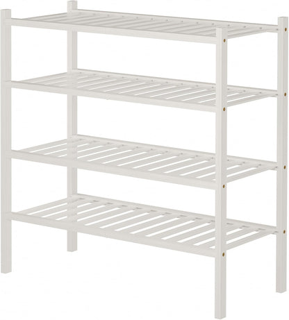 ROMGUAR CRAFT 3 Tier Bamboo Shoe Rack for Closet Free Standing Wood Shoe Shelf Storage Organizer for Entryway Small Space Stackable 27"x11"x20" (Natural)