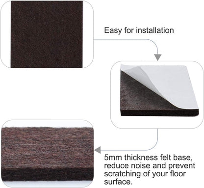uxcell 32pcs Furniture Pads Square 1 1/4" Self-stick Anti-scratch Felt Pads Reduce Noise for Chair Feet Floor Protector Brown